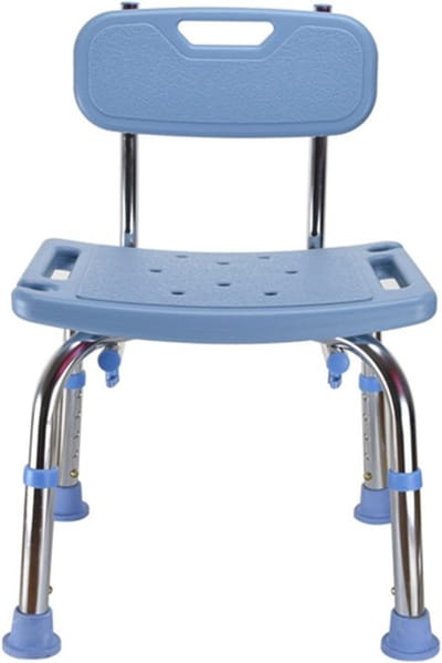Douchekruk met Rugleuning - Badkamer Stoel - Veilig Douchen - Antislip Rubberen Matten - Verstelbaar 34-44 cm - Blauw