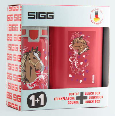 SIGG Schoolset paarden - drinkfles en lunchbox - BPA-vrij - multicolor.
