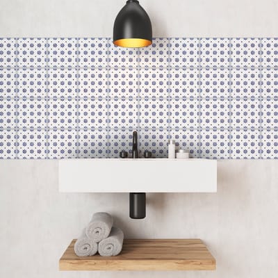 Zelfklevende tegelmuurstickers voor keuken en badkamer - 24 Delftse cementtegelstickers - 24 stickers 20x20cm