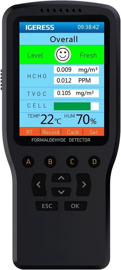 Luchtkwaliteit Monitor - Detector HCHO VOC - Binnen Luchtkwaliteit - 8 in 1 Meting