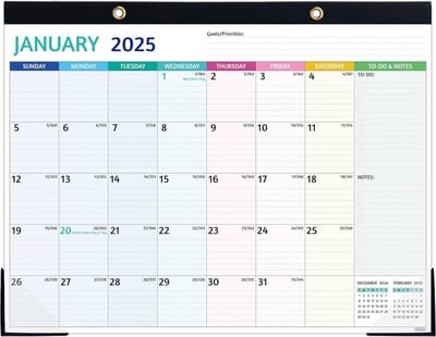 Grote Bureaukalender 2025-2026, 18 Maanden, Multicolor