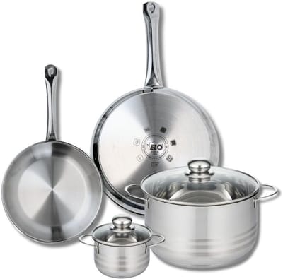Set van 2 Koekenpannen 24 en 28 cm en 2 kookpotten 12 en 24 cm Elo Profi Brillant