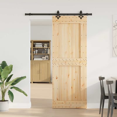 vidaXL - Schuifdeur - NARVIK - Naturel - en - Zwart - 85 - x - 210 - cm - (152,5 - cm)
