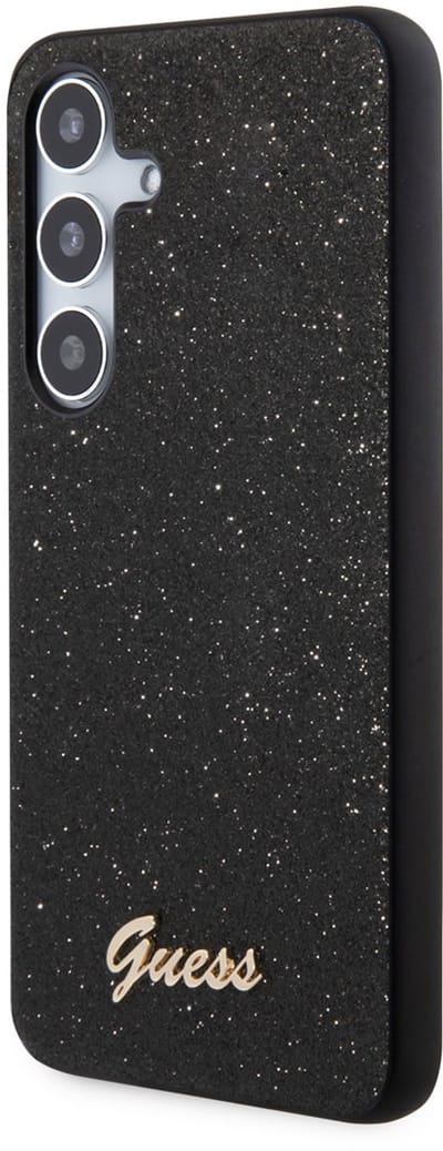 Hoes voor Samsung Galaxy S24 S921, Guess, Glitter Script, Zwart