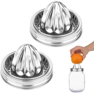 2 Stuks Mason Jar Juicer Lids - RVS Deksels voor 86mm Weckflessen - Handmatige Citrus Pers