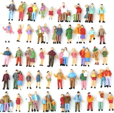 Model Mensen Figuren - Passagiers Figuren - Modelbouw Scènes - Handmatig Gekleurd Realistisch - Schaal 1:87 - Gemengde Kleuren