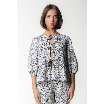 Colourful Rebel Lina Cheetah Bow Top Beige Maat: S | Blouses Outlet | Dames | Beige