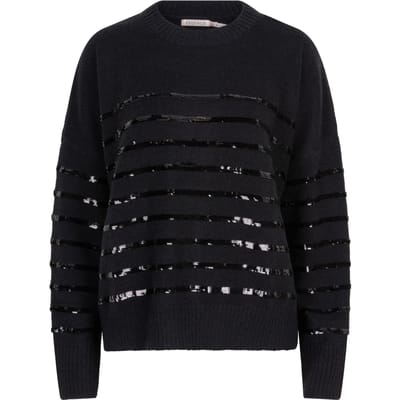 EsQualo Sweater Striped Sequins Black Maat: XS/S | Sweaters Outlet | Dames | Zwart