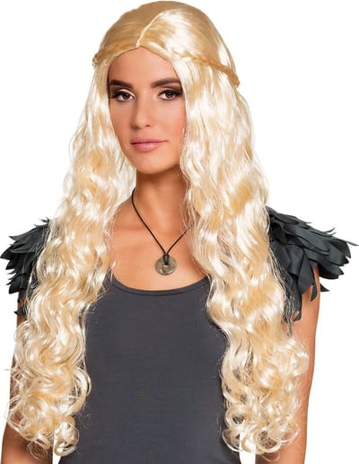 Boland - Pruik Dragon mother Blond - Krullen - Lang - Vrouwen - Prinses - Middeleeuwen- Fantasy- - Prinsen en Prinsessen