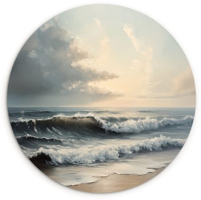 WallCircle® Wandcirkel 120x120 cm - Muurcirkel Strand - Zee - Zonsondergang - Muurdecoratie woonkamer - Wanddecoratie slaapkamer - Kamer decoratie accessoires - Ronde schilderijen XXL