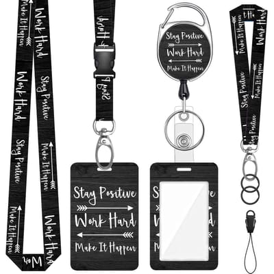 Nek en Pols Keycords met Uittrekbare Sleutelhanger & Badgehouder - Afneembare Lanyard - Trekkoord Badge Pashouder - Clip Keykoord - Intrekbare Houder voor Kaart/Sleutels - Universeel Telefoon, GSM Koord - Sleutelkoord/Nekkoord - Telefoonkoord Ketting