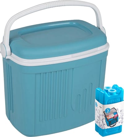 Koelbox met koelelementen - 32 liter - kunststof - blauw - 47 x 33 x 42 cm