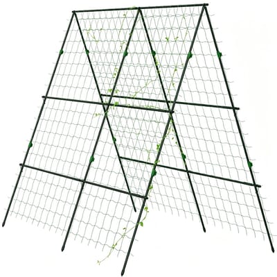 ECTEATOY® Verstelbaar Klimrek met A-vormig en Plantenbeschermingsnet - Plantensteunset - Stalen Frame - 180x100x180 cm