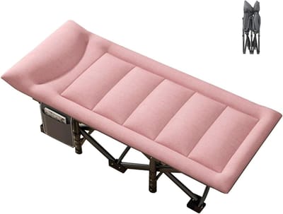 Opvouwbaar campingbed - Kampeerbed met matras - Buiten ontspannen - Inclusief matras - 190 x 70 cm - Roze