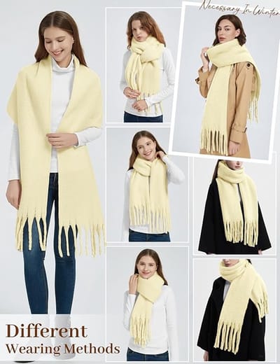 Dikke sjaal voor vrouwen dames winter warme pluizige sjaals deken gebreide pashmina's oversized dikke sjaal , Beige