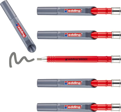 edding 8890 mechanisch timmermanspotlood met holster - doos 5 stuks - HB vulling - geschikt voor o.a. hout, beton, karton, steen - HB en 10H navulling apart verkrijgbaar