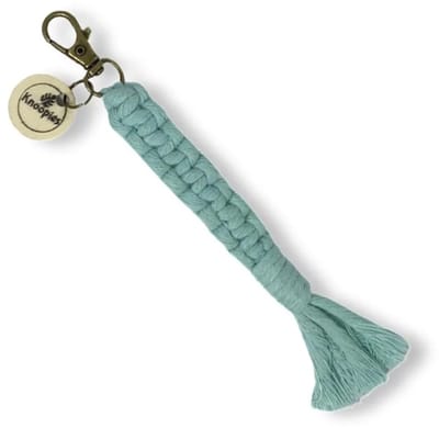 Macramé Sleutelhanger - Square Knots - Turquoise - Katoenkoord - Prijs per Stuk - Inclusief Verzendkosten