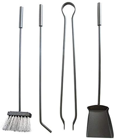 Schoorsteenaccessoireset voor open haard - modern smeedijzer design