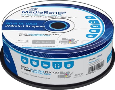 MediaRange MR510 Lees/schrijf blu-ray disc BD-R DL 50 GB 25 stuk(s)