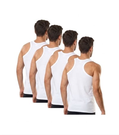 Marco Rossi Premium Kwaliteit - Halterhemd - Tanktop - Onderhemden - Hemden heren - Onderhemd heren - 100% Katoen - Wit - 4 Pack - Maat S