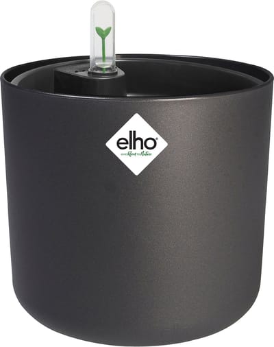 Elho B.for Soft Rond 22 met Self-Watering Insert - Bloempot met Watermeter - 100% Gerecycled Plastic - Ø 22.3 x H 20.4 cm - Antraciet
