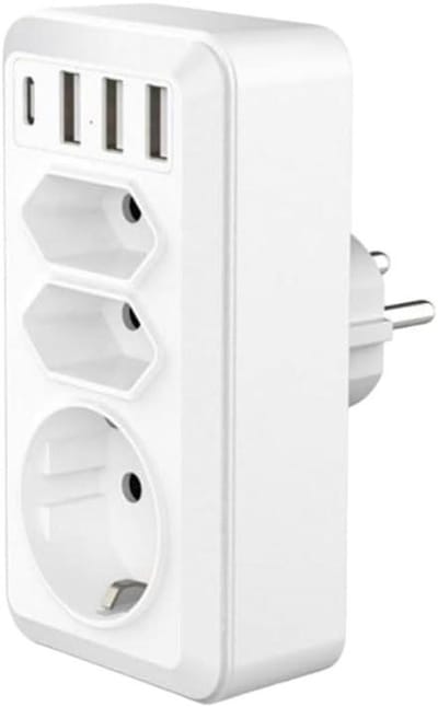 Stekkerdoos Camera - Bewakingsstekker - Ruimte Bewaken - Ultra HD 4K Wifi - 7 Poorten - Wit