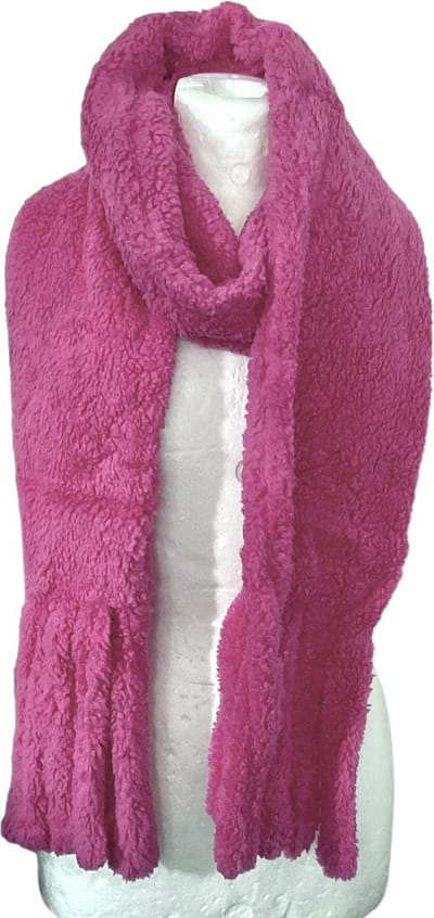 Warme Teddy Sjaal - Unisex - Pluche Sjaal - Fuchsia - 225 x 20 cm (0716)