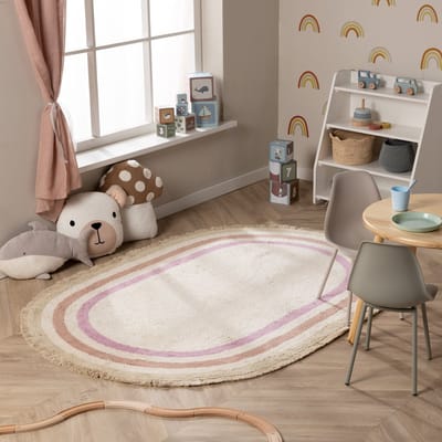 Little Olly Ovaal wasbaar kindervloerkleed - Milo Roze - 160x240cm