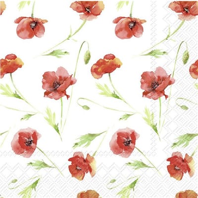 20x Gekleurde 3-laags servetten klaprozen 25 x 25 cm - Voorjaar/lente bloemen thema