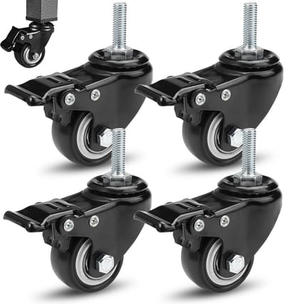 Zwenkwielen met Rem - 40mm Meubelwielen met 360 Graden Rotatie voor Zware Lasten