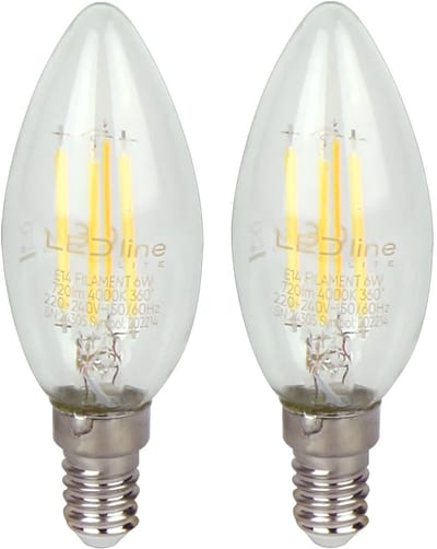 LED line LITE LED Filament Kaarslamp C35 E14 - 6W (vervangt 60W) - 720lm - Ø35mm - 230V - Energiezuinig - 2 stuks
