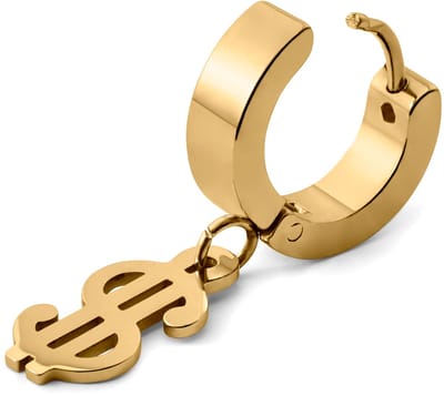 Floyd Goudkleurige Hoepeloorbel met Dollarhanger