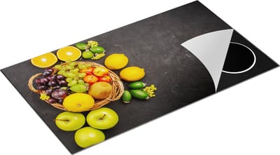 Chefcare Inductie Beschermer Fruitmand op Zwarte Marmer - Fruit - 90x50 cm - Afdekplaat Inductie - Kookplaat Beschermer - Inductie Mat