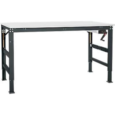 Werktafel Ergo K, met zwengel,  1000 x 800 mm, tafelblad melamine, antraciet
