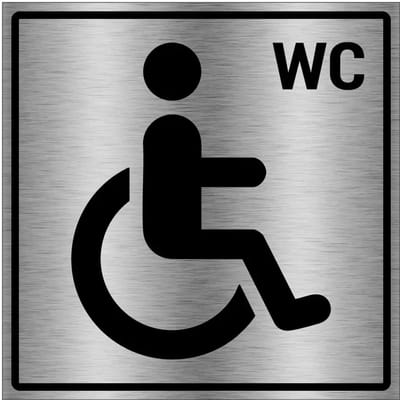 Invalide toilet bordje - gecoat brushed aluminium | 10 x 10 cm