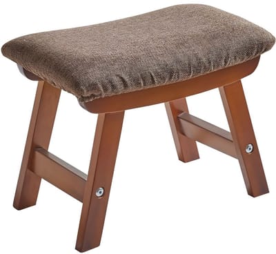 SP® Poef - 4 Beuken Poten - Voetenbankje - Compact Voetenbankje en Zitkruk - Bruin - 40cm x 25cm x 29cm
