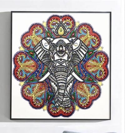 CHPN - Diamond painting - Olifant - Olifant diamant schilderij - Set met sorteerdoos - Olifant-gekleurd - 30/30cm - Creatief met diamantjes - Knutselen - Cadeau