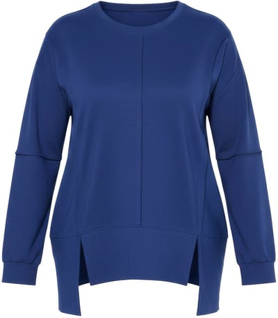 Angel of Style - Dames - Sweatshirt loose fit siernaden zoom met uitsnijding - Donkerblauw - Maat 42