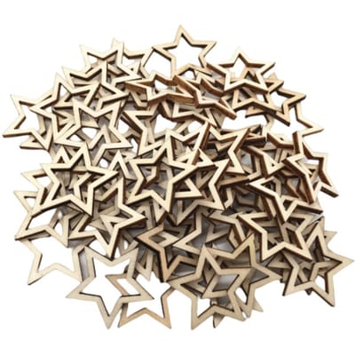 100 stuks houten holle sterdecoratie, houten schijven, versieringen, knutselen, doe-het-zelf voor bruiloften