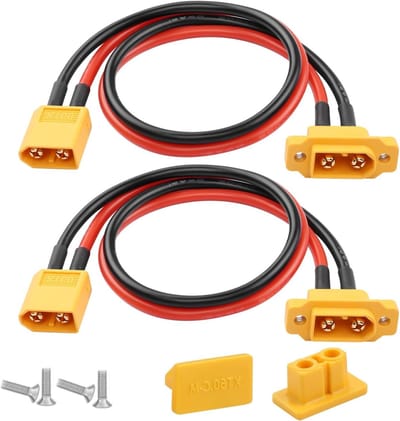 Fly Model Building Plug voor XT60 Verbinding, 14 AWG Kabel met Stofkap voor Li-Batterijen, 30 cm, Geschikt voor FPV Drones en Buitengebruik