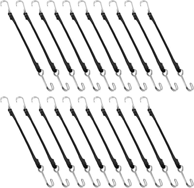 20 stuks elastische bagagespanners met haken, 30 cm zwarte rubberen spanners, bagage-trekspanner fiets voor fiets, camping, transport