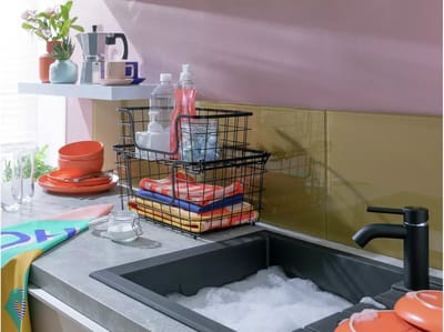 Habitat 2 metalen manden met labelgleuf - Zwart