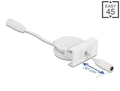 Delock Easy 45 Module Power Retractable Cable DC 5.5 x 2.1 mm female / female white