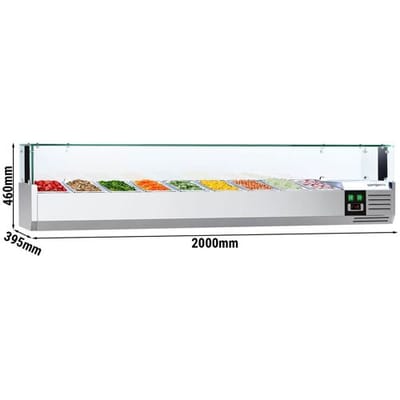 GGM Gastro Kühlaufsatzvitrine PREMIUM mit LED-Licht - 2000x395mm - 9x GN 1/3 Zilver