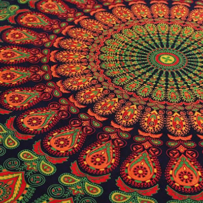Mandala Vloerkussen Ottomaanse Poef Deksel - Oversized Katoenen Kussen met Zipper voor Dierenbed - 35 inch