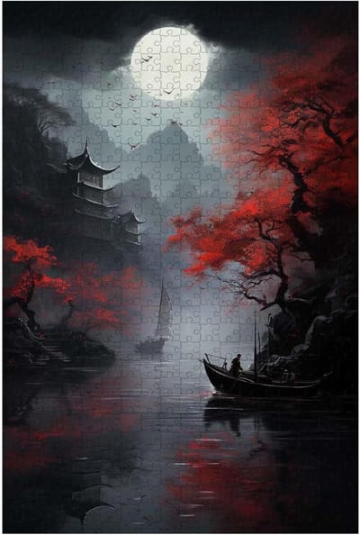 Legpuzzel Hout - Landschap Puzzel - Ontspannend Tijdverdrijf - Alfabet Gemarkeerde Stukjes - 1000 Stukjes - Chinees Landschap