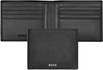 HUGO BOSS Leren Kaarthoes Classic Grained Card Case Black Zwart