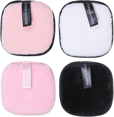 Make-up Remover Pads - Herbruikbare Gezichtspads - Make-up Verwijderen - Milieuvriendelijk Wasbaar - 4 Stuks - Zwart Roze Wit