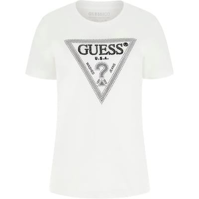 Guess Krystal Triangle T-shirt Met Korte Mouwen Wit S Vrouw