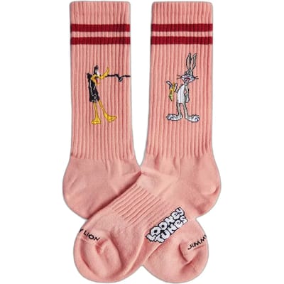 Jimmy Lion unisex sokken athletic daffy vs bugs roze (Looney Tunes)